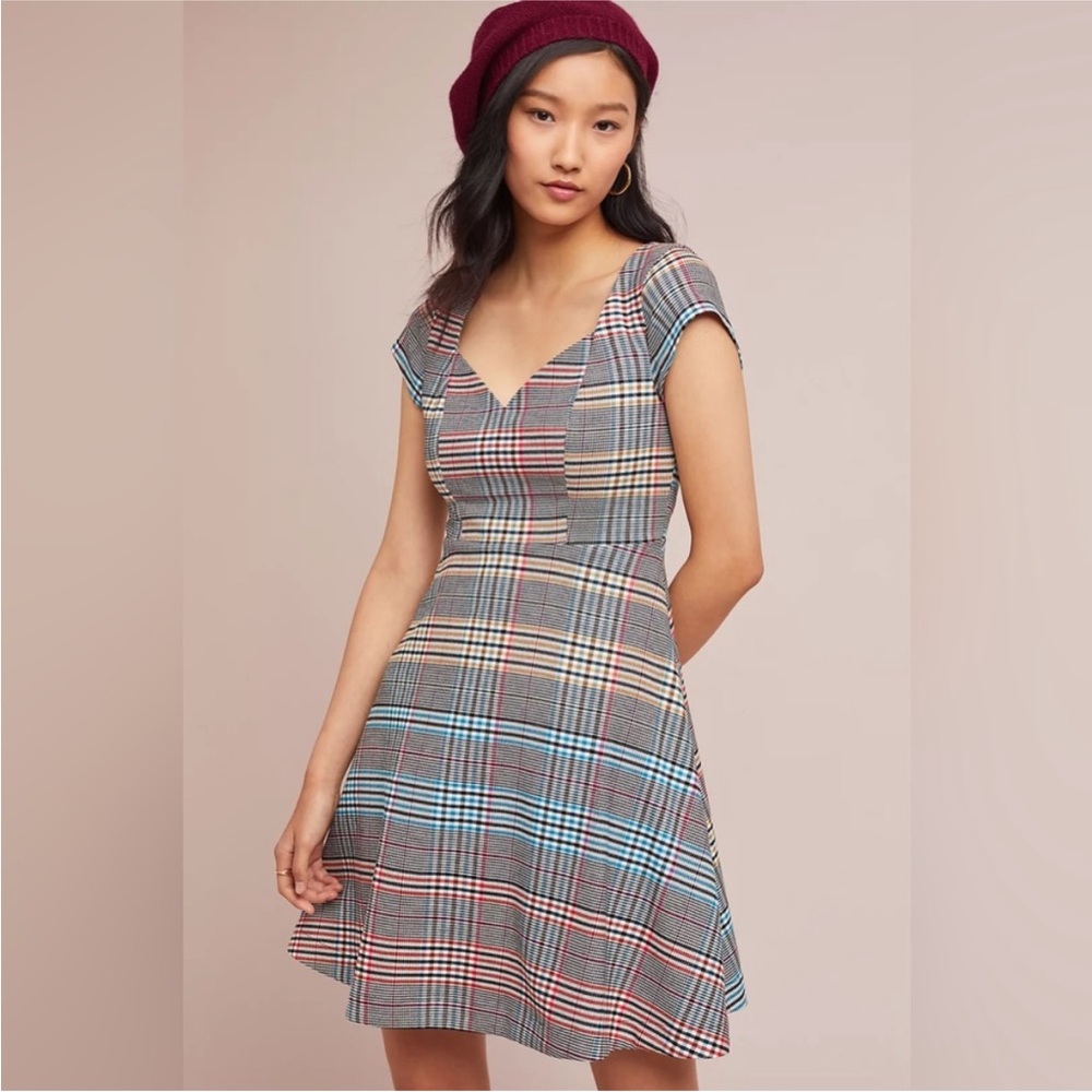 Anthropologie Moulinette Soeurs Blue and Red Plaid Dress - Picture 8 of 9